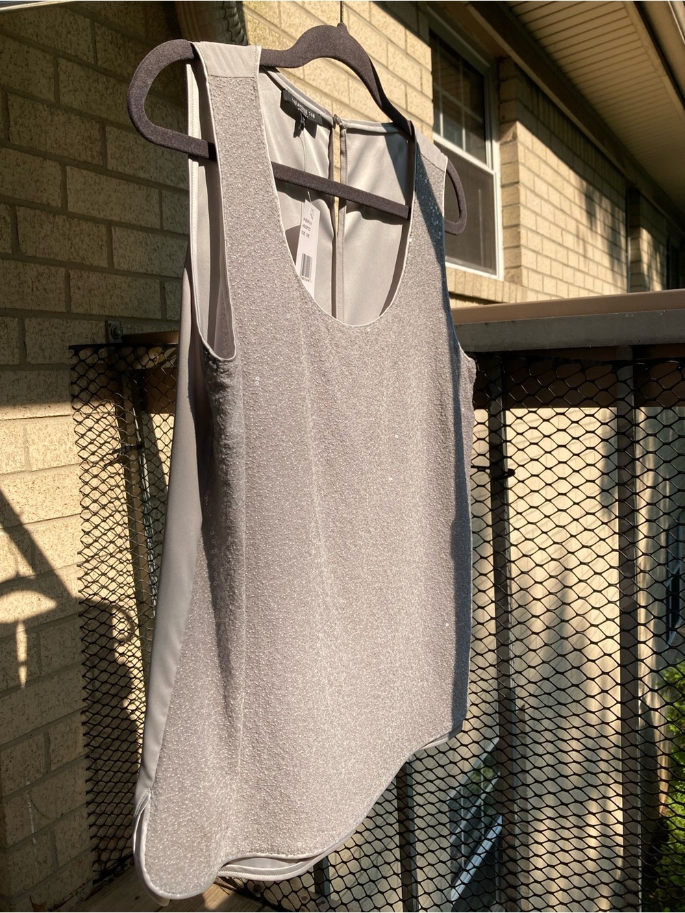 Lafayette 148 100% Silk Gray Silver Sequin Tank Top Sleeveless Blouse - Picture 8 of 16
